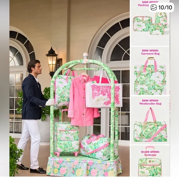 💚🌸NWT Lilly Pulitzer Green Poppyland Weekender Travel Bag with Pink Strap💚🌸 - Picture 4 of 6